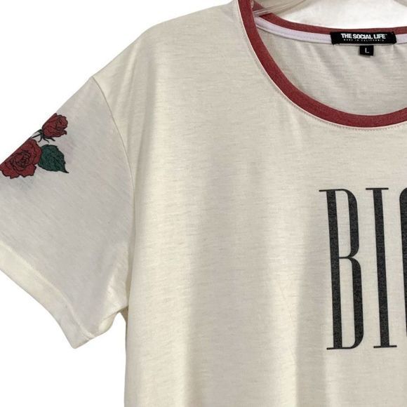 The Social Life‎ Graphic Tee "Big" Roses Unisex L - Picture 3 of 7